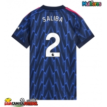 Camisa de Futebol Arsenal William Saliba #2 Equipamento Secundário Mulheres 2025-26 Manga Curta